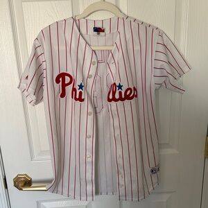 Majestic Phillies Red Striped Kids Jersey